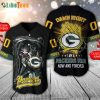 Personalized Green Bay Packers Baseball Jersey Skull And Competition Gloves