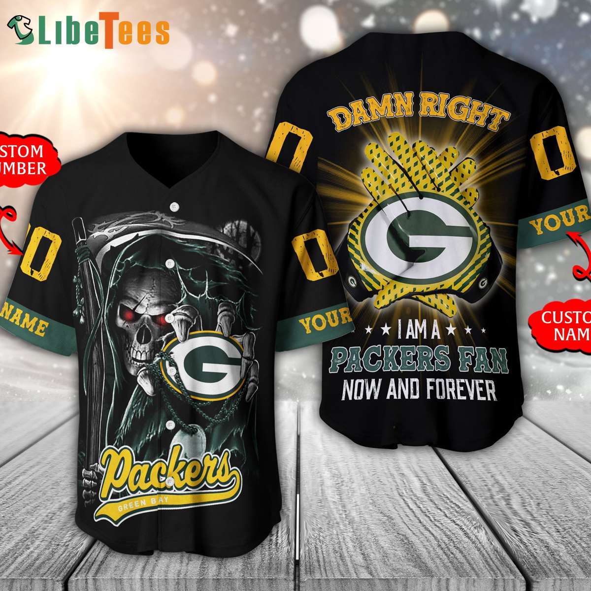 Green Bay Packers Custom Number And Name NFL 3D Baseball Jersey Shirt Skull  For Fans Gift Halloween - Banantees