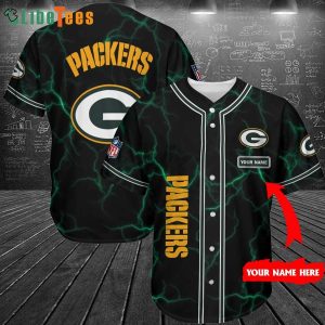 Personalized Green Bay Packers Baseball Jersey Thunder Graphic