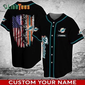 Personalized Miami Dolphins Baseball Jersey, America Flag