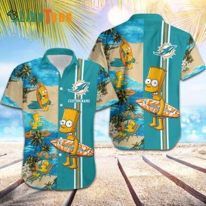 Personalized Miami Dolphins Hawaiian Shirt, Simpsons, Button Down Hawaiian Shirt