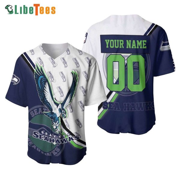 Personalized Seattle Seahawks Baseball Jersey Eagle Logo