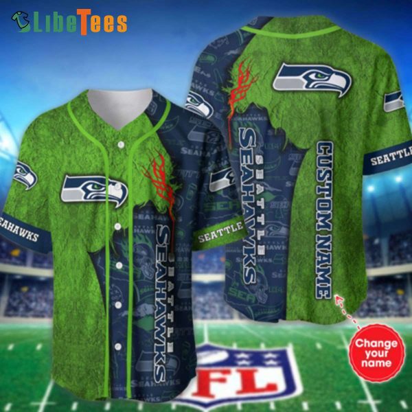 Personalized Seattle Seahawks Baseball Jersey Navy And Green