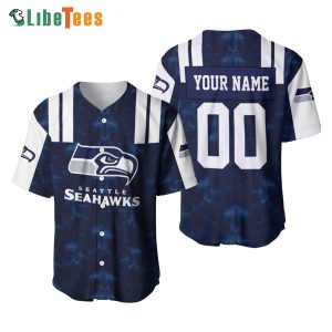 Personalized Seattle Seahawks Baseball Jersey Navy And White