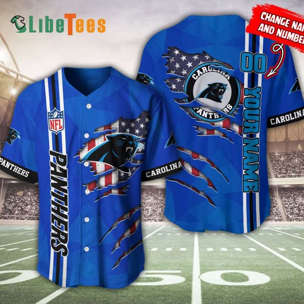 Personalzied Carolina Panthers Baseball Jersey, America Flag Graphic