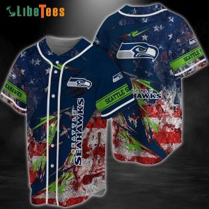 Seattle Seahawks Baseball Jersey American Flag Graphic