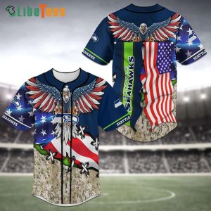 Seattle Seahawks Baseball Jersey Eagle American Flag