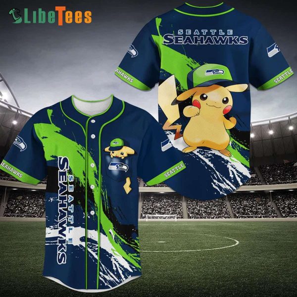 Seattle Seahawks Baseball Jersey Pikachu