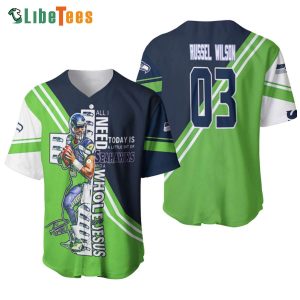 Seattle Seahawks Baseball Jersey Russell Wilson