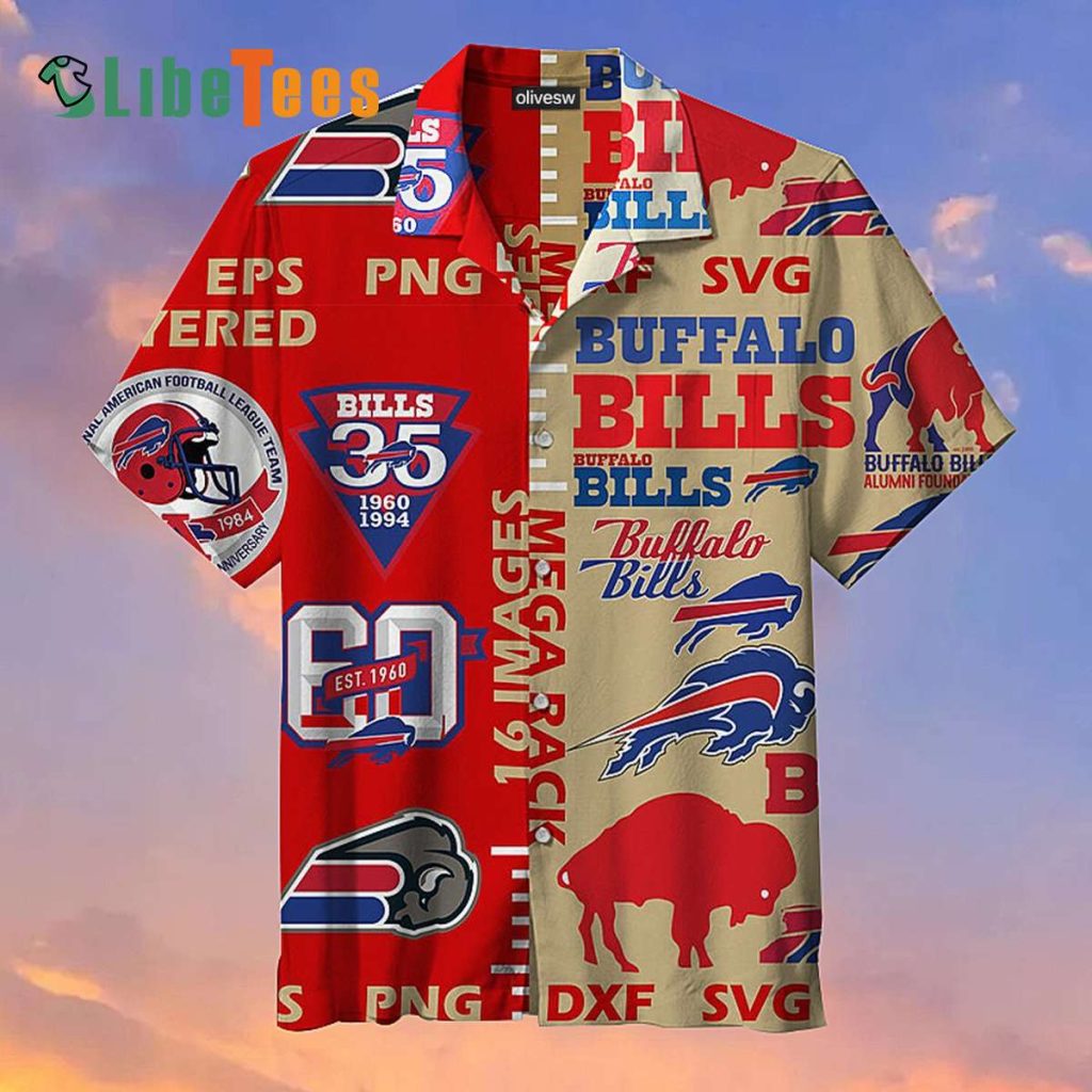 Buffalo Bills Hawaiian Shirt, Colorblock, Hawaiian Print Shirt