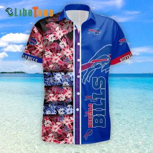Buffalo Bills Hawaiian Shirt, Flowers And Logo, Cool Hawaiian Shirt