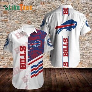 Buffalo Bills Hawaiian Shirt, Simple White Design, Cool Hawaiian Shirt