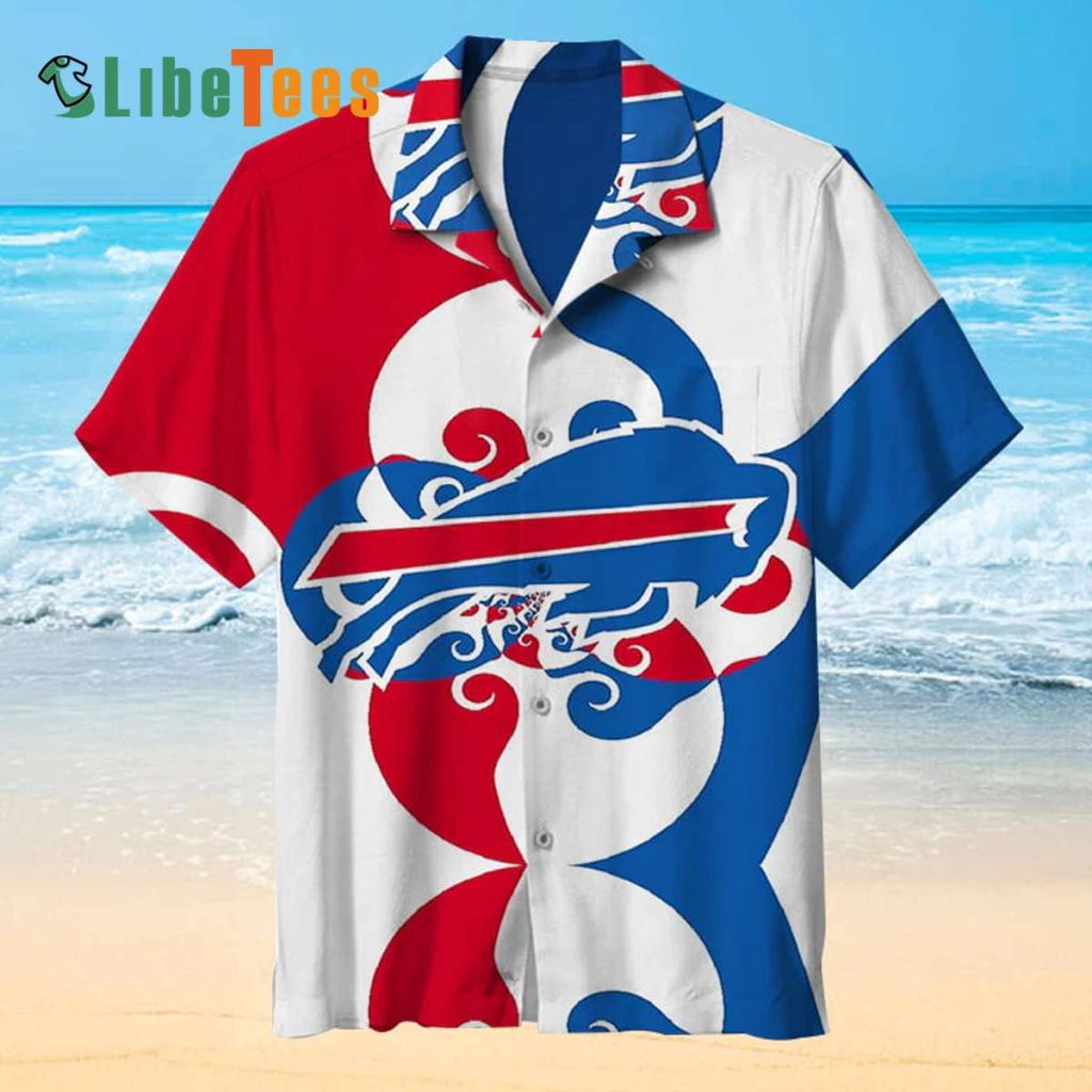 Buffalo Bills Hawaiian Shirt, Waves Of Japanese, Button Down Hawaiian Shirt