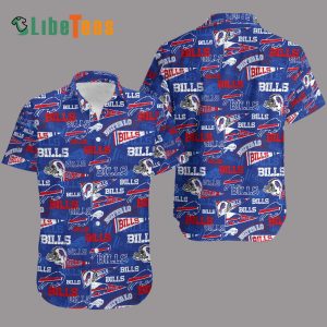 Buffalo Bills Hawaiian Shirt, Word Bills And Helmets, Cool Hawaiian Shirt