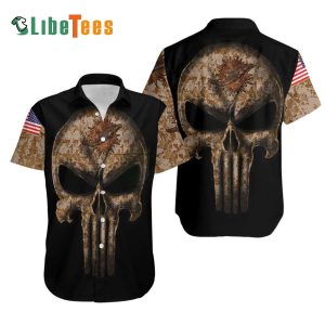 Miami Dolphins Hawaiian Shirt, Camouflage Skull, Tropical Print Shirt