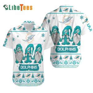 Miami Dolphins Hawaiian Shirt, Christmas Gnomes, Tropical Print Shirt