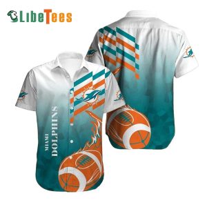 Miami Dolphins Hawaiian Shirt, Fire Rugby, Tropical Print Shirt