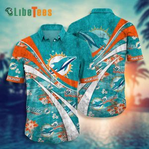 Miami Dolphins Hawaiian Shirt, Flowers And Logo Pattern, Hawaiian Shirt Outfit