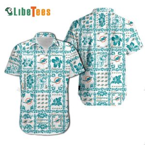 Miami Dolphins Hawaiian Shirt, Flowers Pattern, Tropical Print Shirt