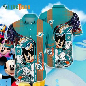 Miami Dolphins Hawaiian Shirt, Mickey Mouse, Hawaiian Style Shirt