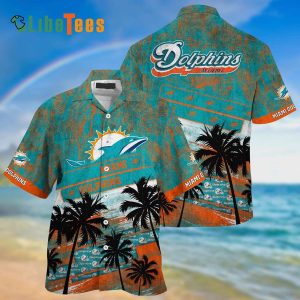 Miami Dolphins Hawaiian Shirt, On The Beach, Hawaiian Style Shirt