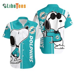 Miami Dolphins Hawaiian Shirt, Snoopy Graphic, Tropical Print Shirt