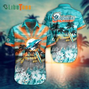 Miami Dolphins Hawaiian Shirt, Summer On The Beach, Hawaiian Style Shirt