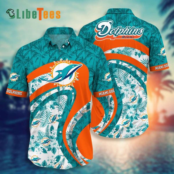 Miami Dolphins Hawaiian Shirt, Tropical Flowers And Coconut Trees, Hawaiian Shirt Outfit