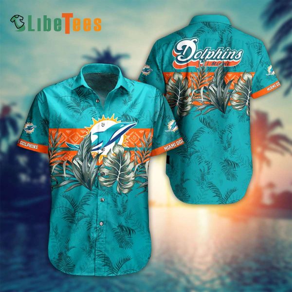 Miami Dolphins Hawaiian Shirt, Tropical Leaves, Hawaiian Shirt Outfit