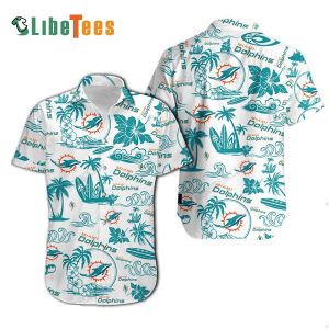 Miami Dolphins Hawaiian Shirt, Tropical Pattern, Tropical Print Shirt