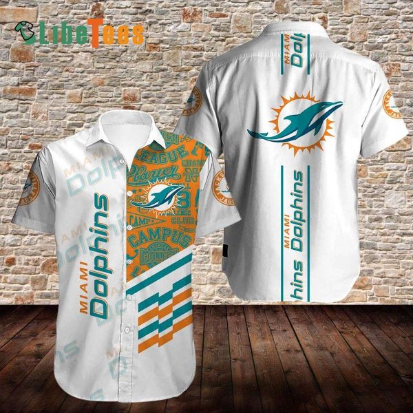 Miami Dolphins Hawaiian Shirt, Unique White Design, Hawaiian Print Shirt