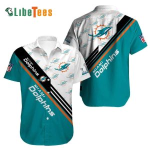 Miami Dolphins Hawaiian Shirt, White Blue Logo Pattern, Cool Hawaiian Shirt