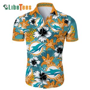 Miami Dolphins Hawaiian Shirt, Yellow Flowers, Hawaiian Shirt Outfit