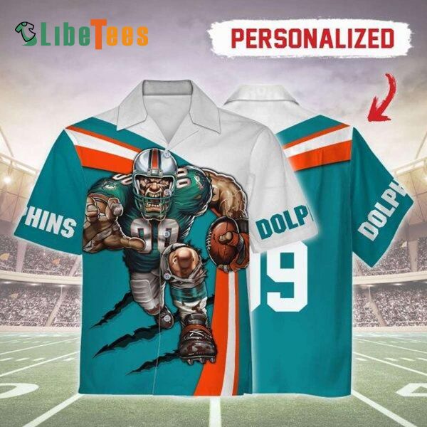 Personalized Miami Dolphins Hawaiian Shirt, Fathead Mascot, Best Hawaiian Shirt