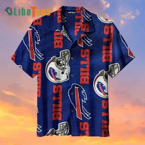 Buffalo Bills Hawaiian Shirt, Bills And Helmets Pattern, Cheap Hawaiian Shirt
