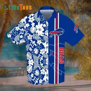 Buffalo Bills Hawaiian Shirt, Flowers And Palm Leaves, Best Hawaiian Shirt