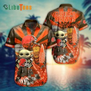 Cleveland Browns Hawaiian Shirt, Baby Yoda, Hawaiian Print Shirt