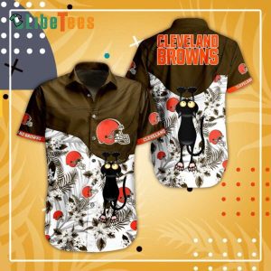 Cleveland Browns Hawaiian Shirt, Black Cat, Hawaiian Shirt Outfit