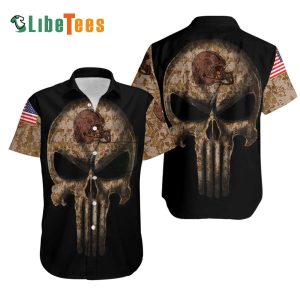 Cleveland Browns Hawaiian Shirt, Camouflage Skull, Tropical Print Shirt