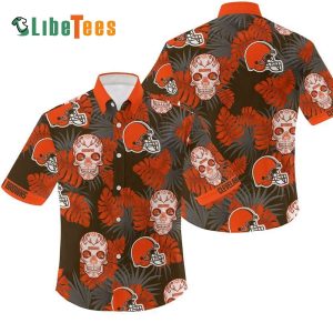 Cleveland Browns Hawaiian Shirt, Candy Skulls, Tropical Print Shirt