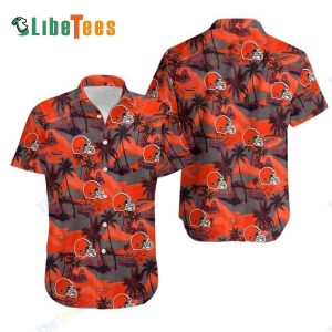 Cleveland Browns Hawaiian Shirt, Coconut Trees Pattern, Tropical Print Shirt
