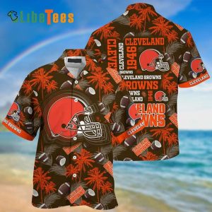 Cleveland Browns Hawaiian Shirt, Coconuts And Helmet, Tropical Hawaiian Shirt