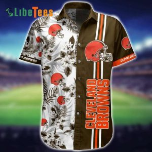 Cleveland Browns Hawaiian Shirt, Flower And Helmet, Best Hawaiian Shirt