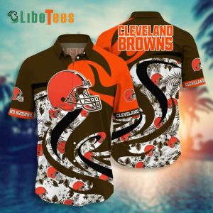 Cleveland Browns Hawaiian Shirt, Flowers And Helmet Pattern, Best Hawaiian Shirt