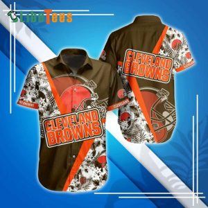 Cleveland Browns Hawaiian Shirt, Helmet And Flower, Best Hawaiian Shirt