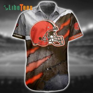 Cleveland Browns Hawaiian Shirt, Helmet Graphic, Cheap Hawaiian Shirt