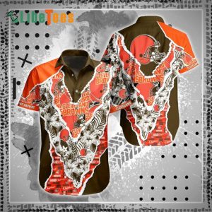 Cleveland Browns Hawaiian Shirt, Helmet Pattern, Best Hawaiian Shirt