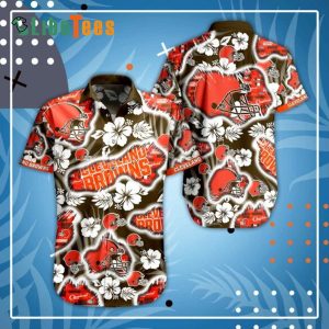 Cleveland Browns Hawaiian Shirt, Helmet Pattern, Cheap Hawaiian Shirt
