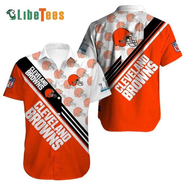 Cleveland Browns Hawaiian Shirt, Helmet Pattern, Cool Hawaiian Shirt