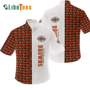 Cleveland Browns Hawaiian Shirt, Helmets Pattern, Tropical Hawaiian Shirt